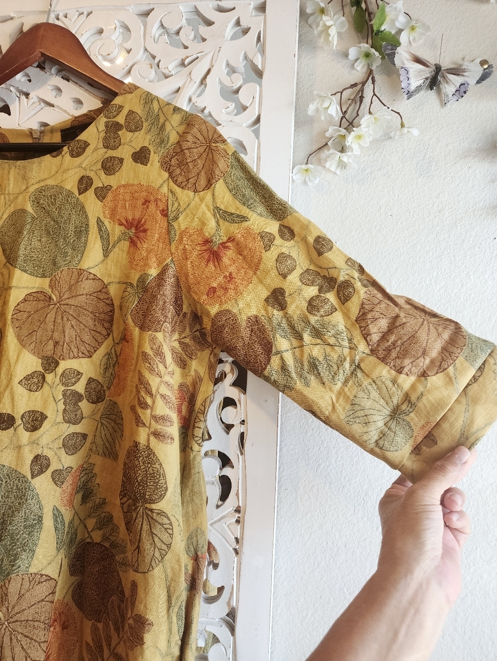 GMB DRESS FLORAL PRINT EARTHLY TONES SIDE PACKAGES BACK ZIPPER Size Large - Picture 10 of 13